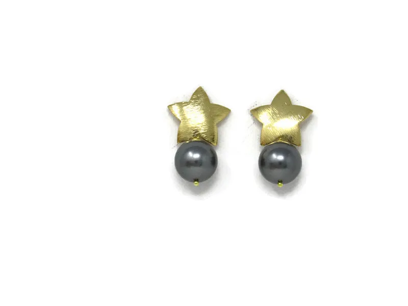 Allistar Earrings-Gray Pearl