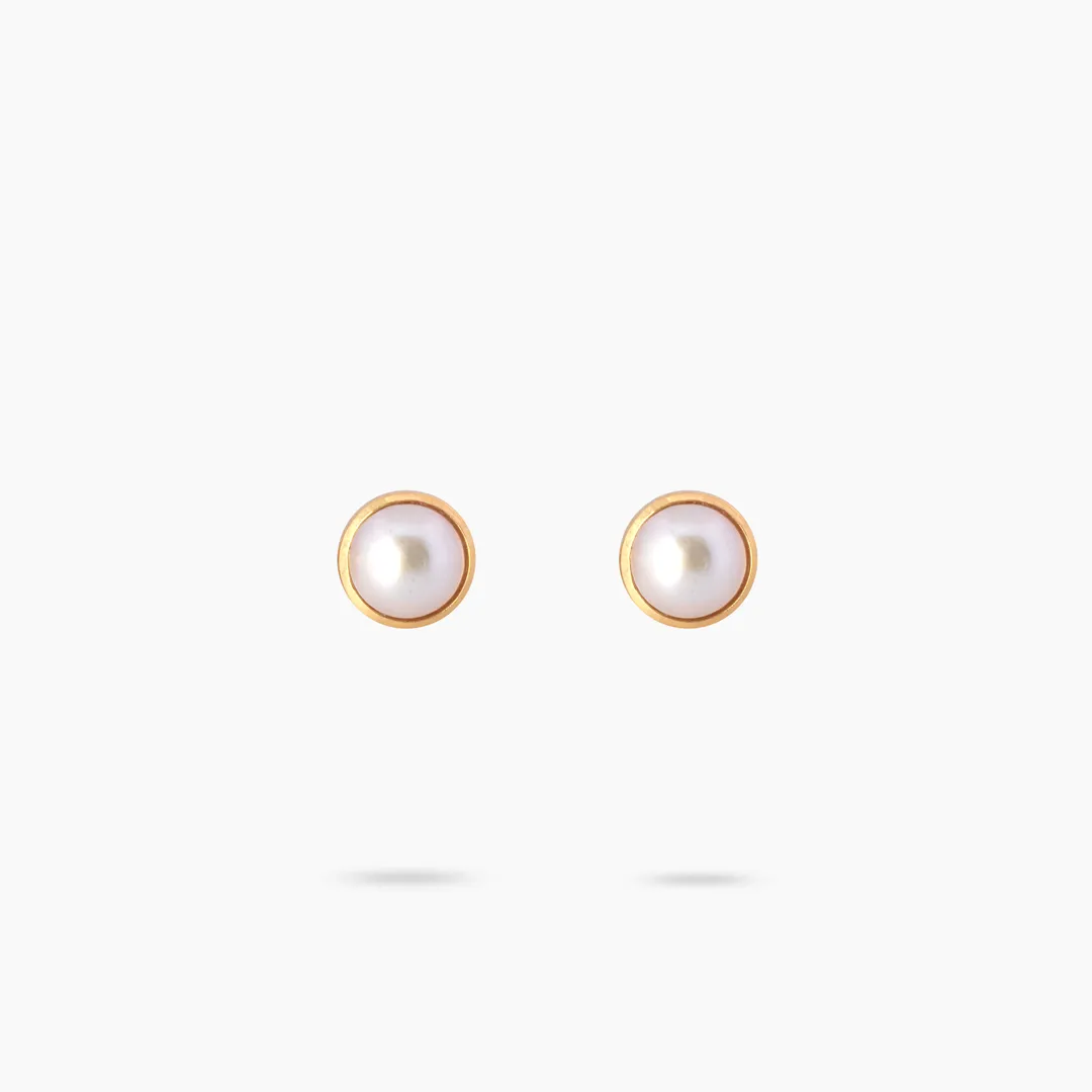 Amare Wear Freshwater Pearl Stud with Marquise Black Onyx Three Leaf Pendant Earrings
