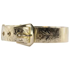Antique 1918 Edwardian 14K Gold Belt Buckle Large Chunky Bangle Bracelet