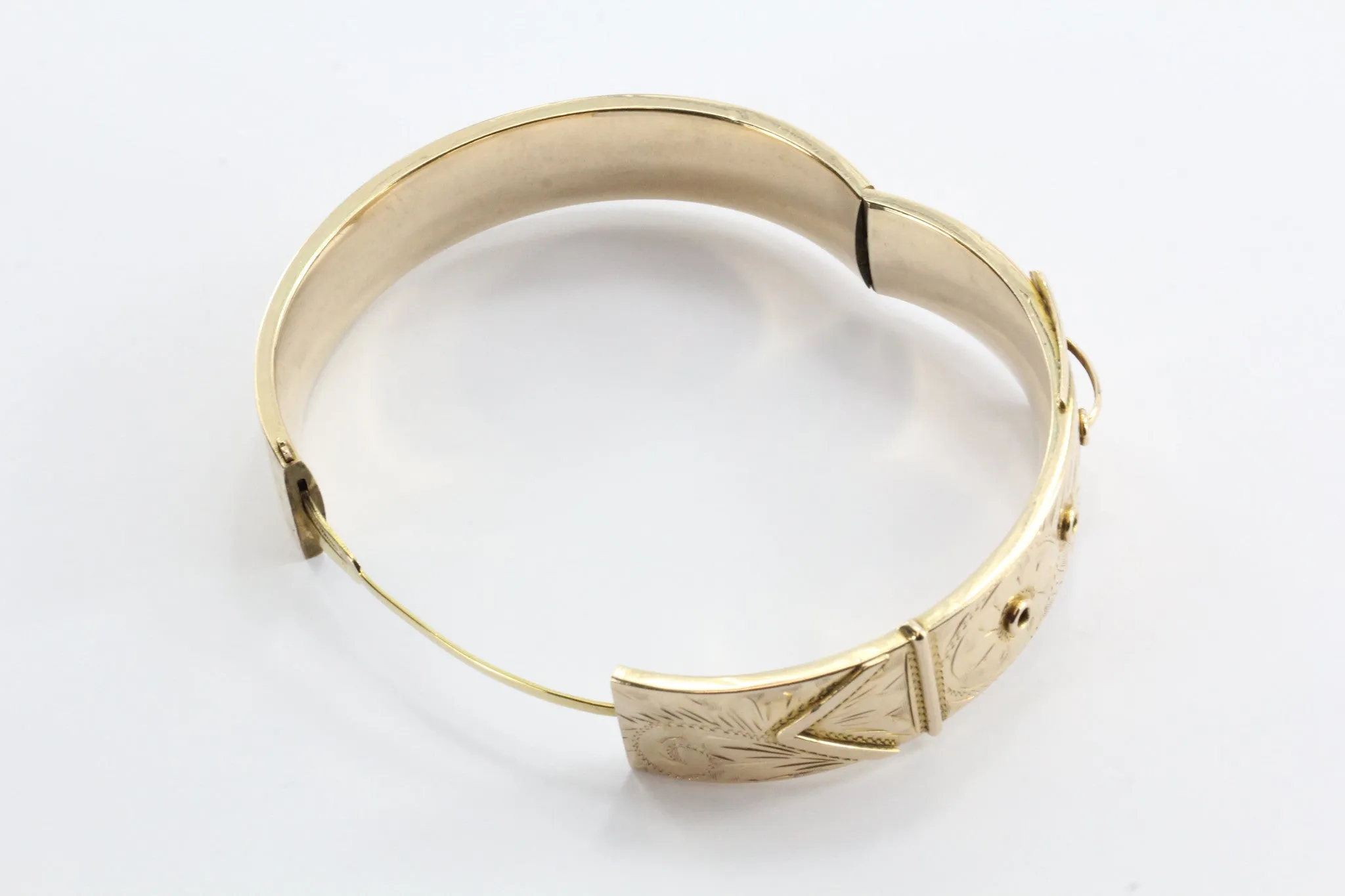 Antique 1918 Edwardian 14K Gold Belt Buckle Large Chunky Bangle Bracelet