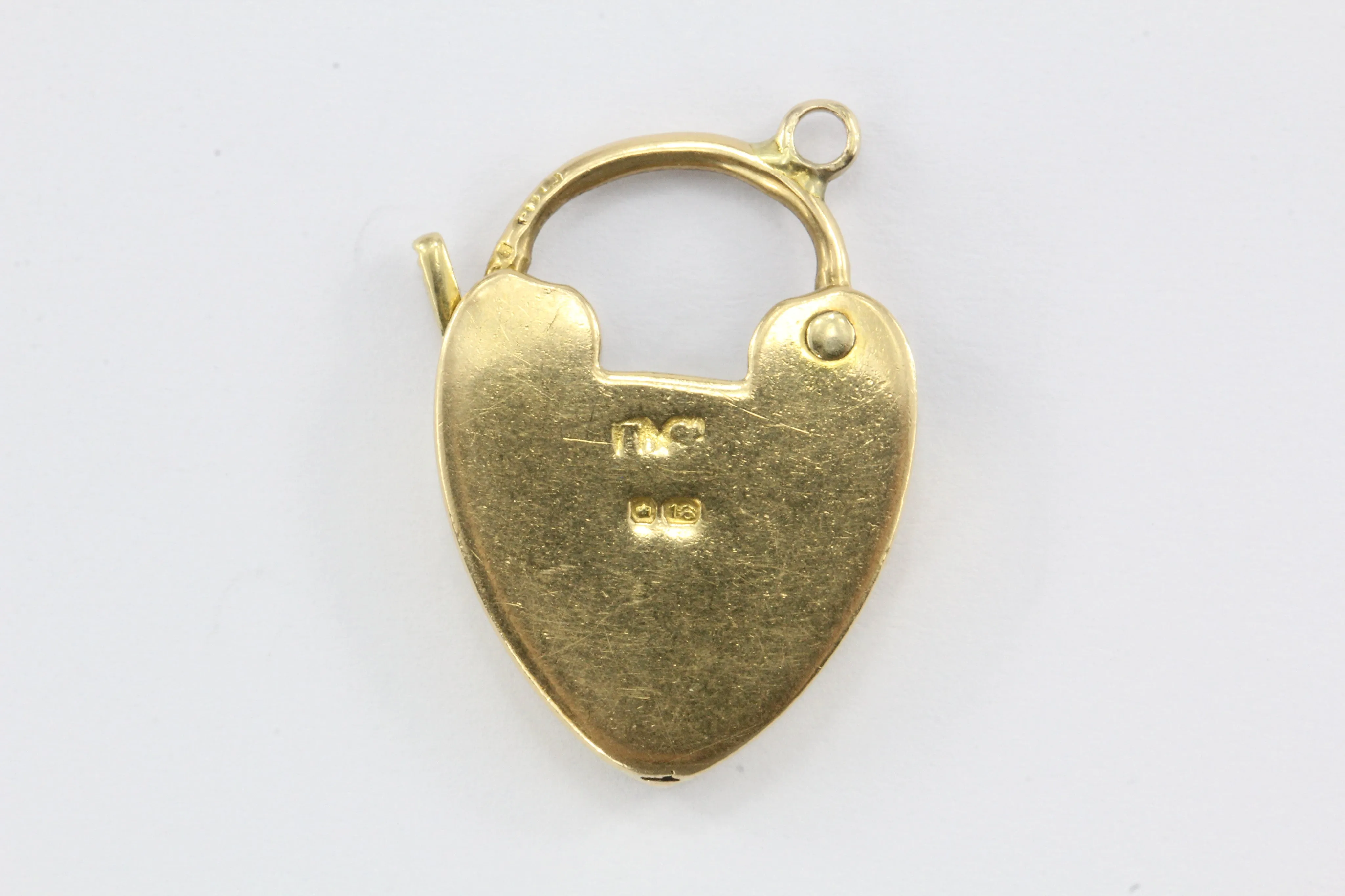 Antique English 18k Gold Heart Padlock Pendant / Charm