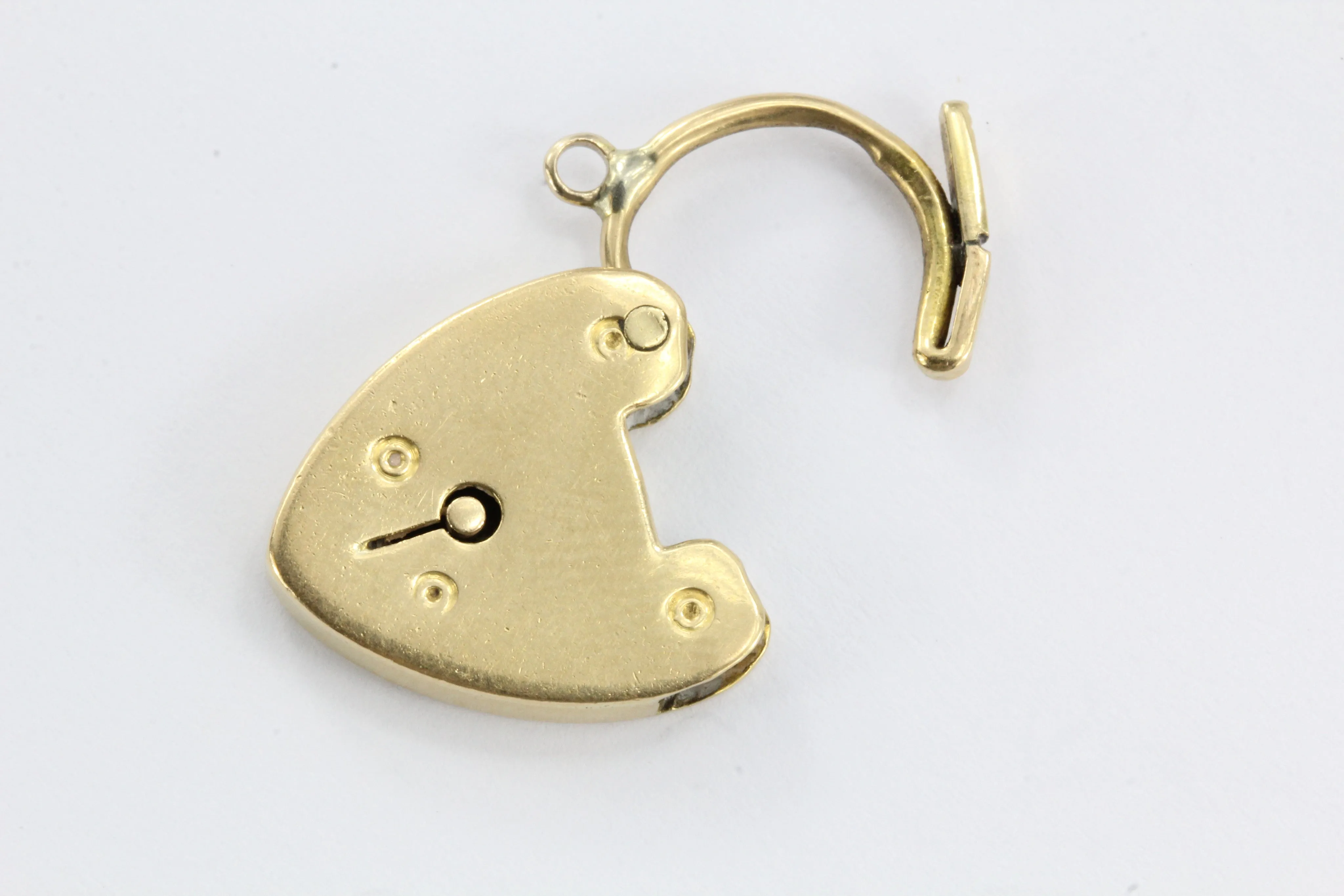 Antique English 18k Gold Heart Padlock Pendant / Charm