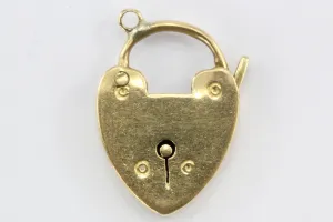 Antique English 18k Gold Heart Padlock Pendant / Charm