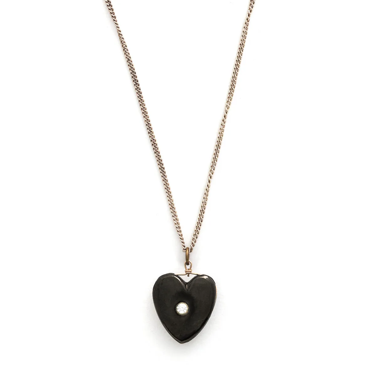 Antique Jet Heart Pendant