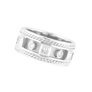 ANTIQUE STYLE DIAMOND RING BAND WHITE GOLD 14K GOLD (0.52 CTW)