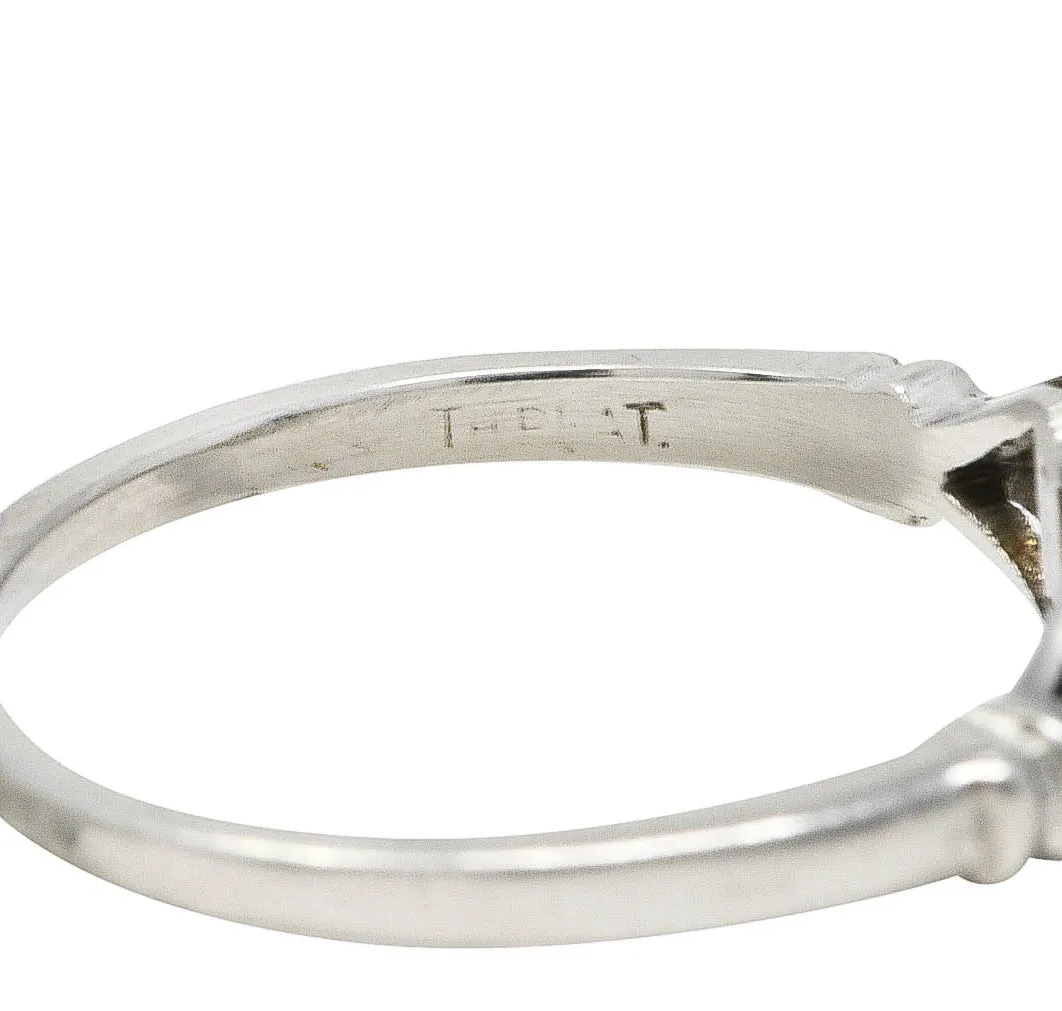 Art Deco Old European 1.26 CTW Diamond Platinum Geometric Engagement Ring GIA