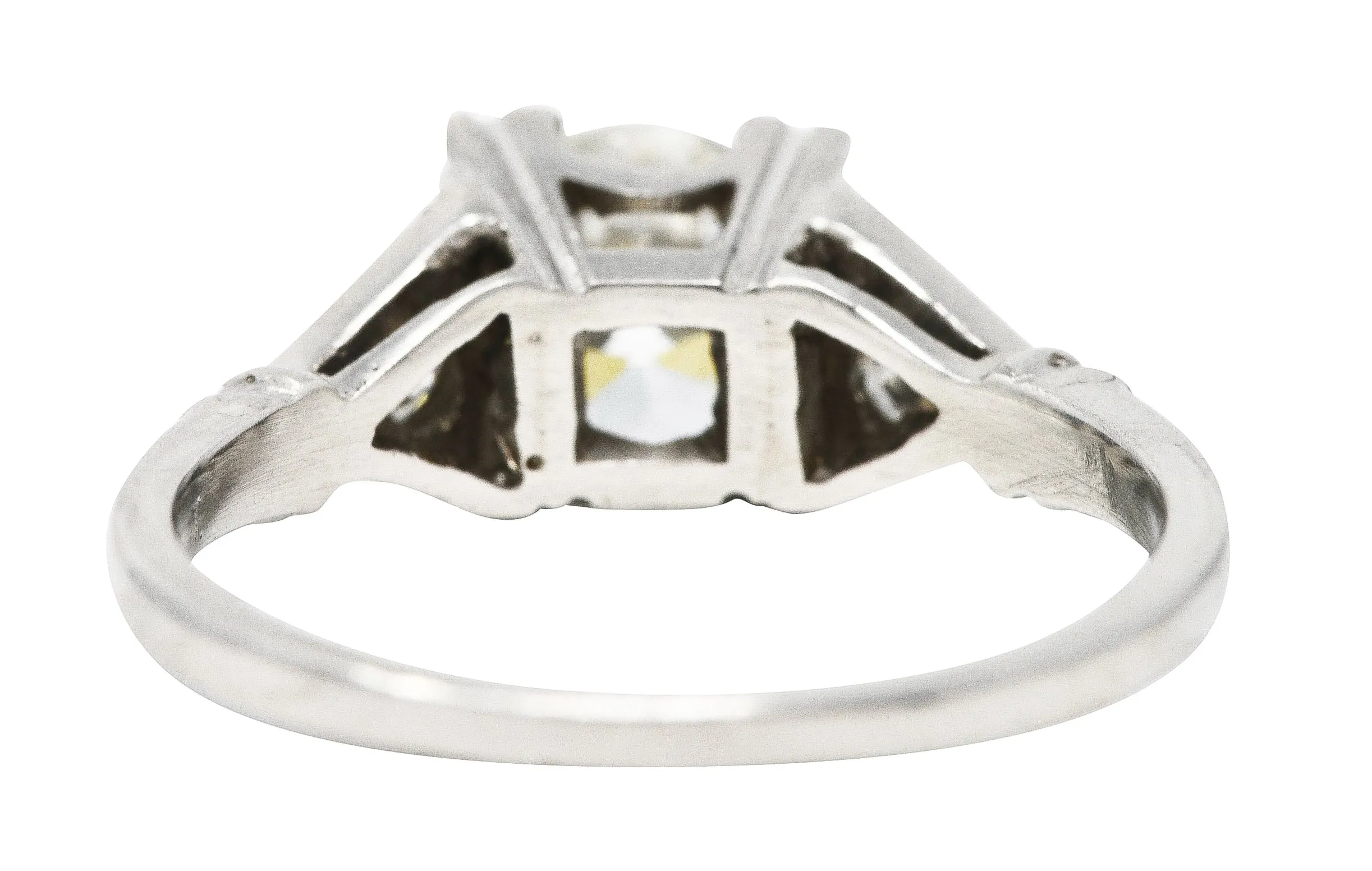 Art Deco Old European 1.26 CTW Diamond Platinum Geometric Engagement Ring GIA