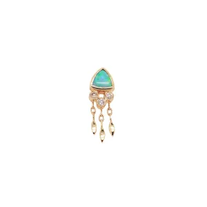 Australian Opal with 3 Diamond Fringe Single Earring
