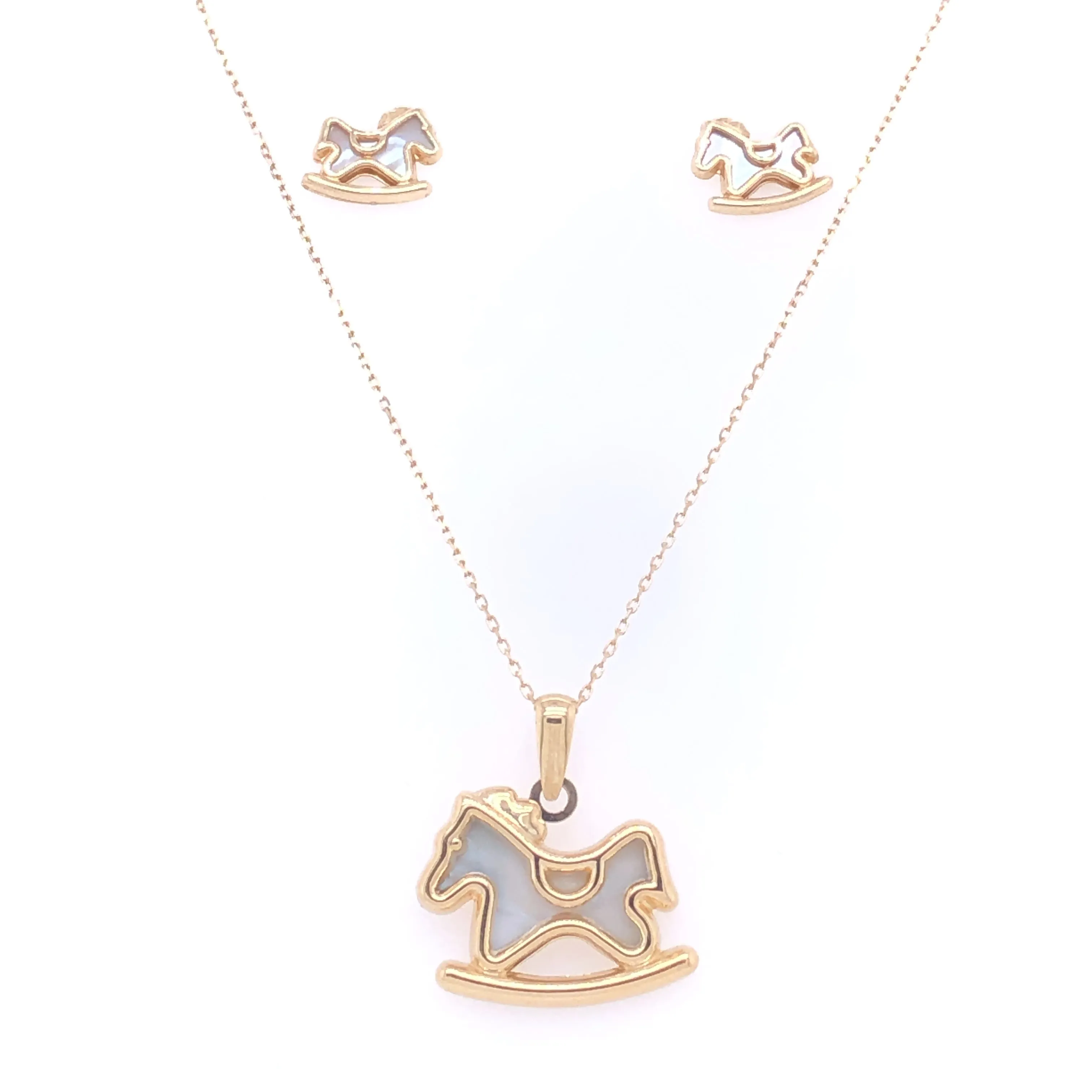Baby Horse Toy Necklace Set with Earrings 51549