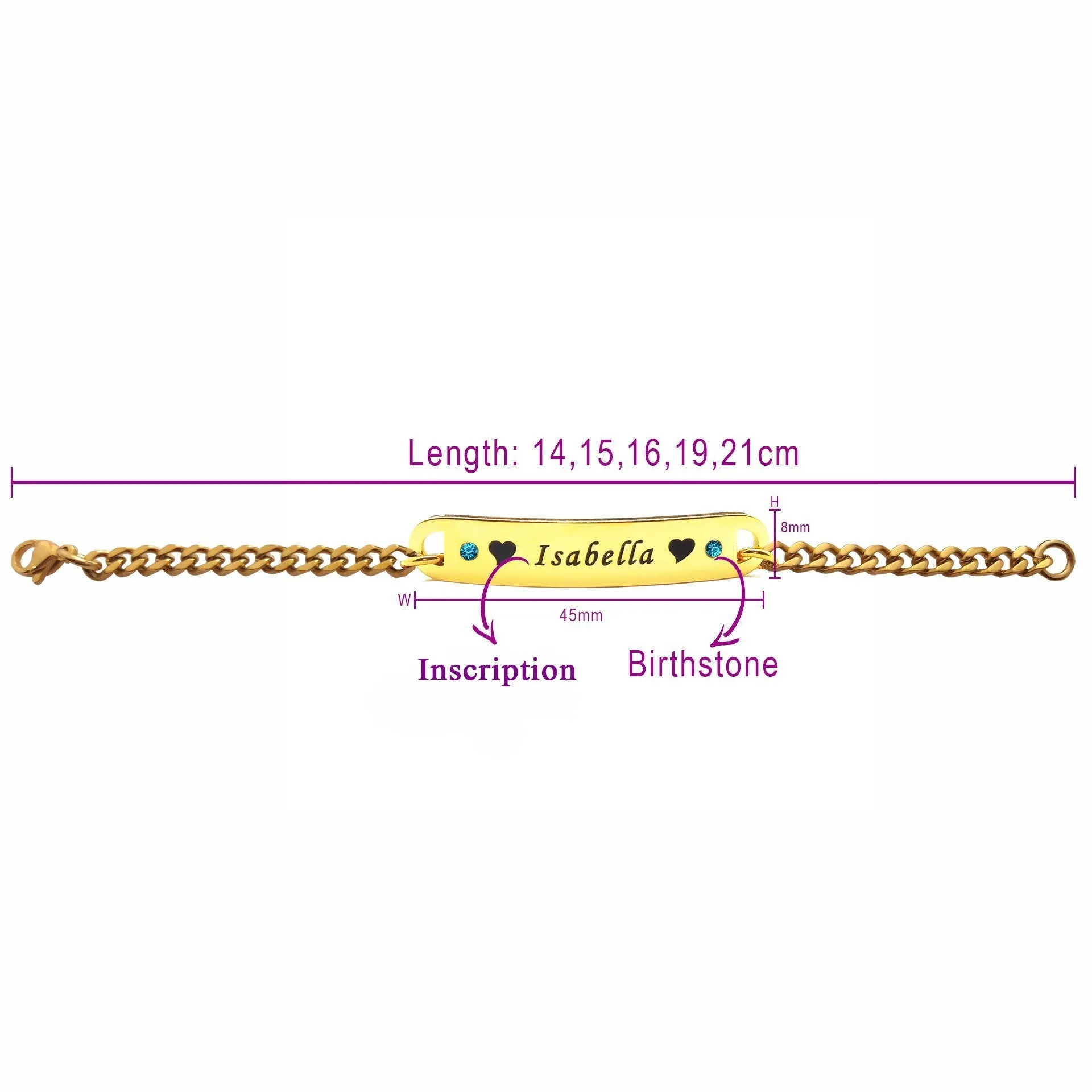 Bar Bracelet with Birthstones