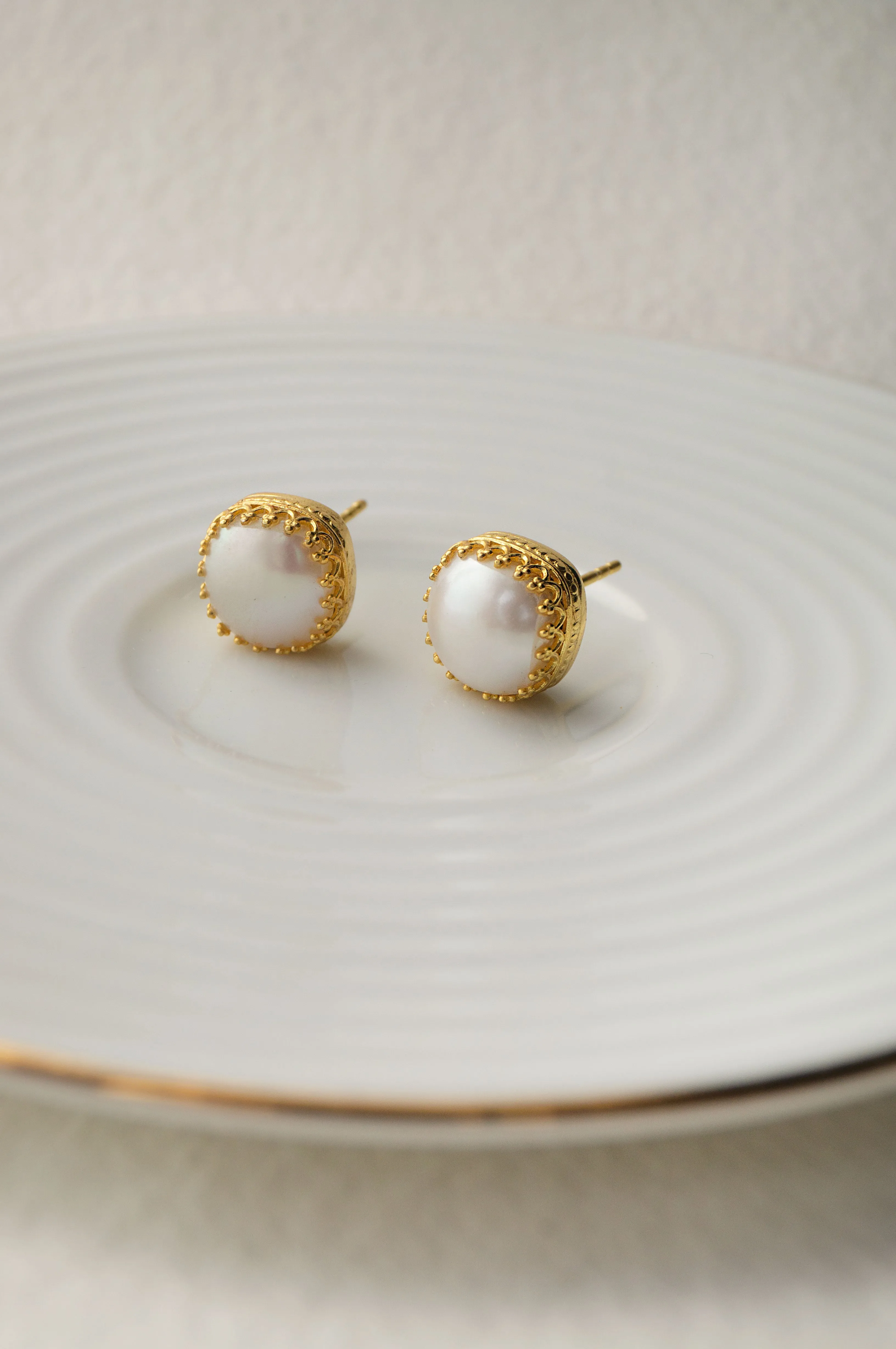 Baroque Fresh Water Pearl Gold Plated Sterling Silver Statement Stud Earrings