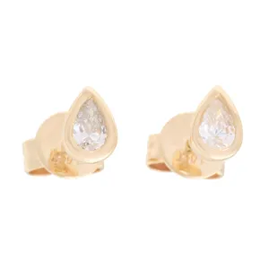 Bezel Set Pear Diamond Stud Earring