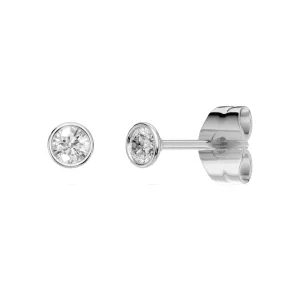 Bezel Stud Earrings with 1/5ct of Laboratory Grown Diamonds in Sterling Silver and Platinum