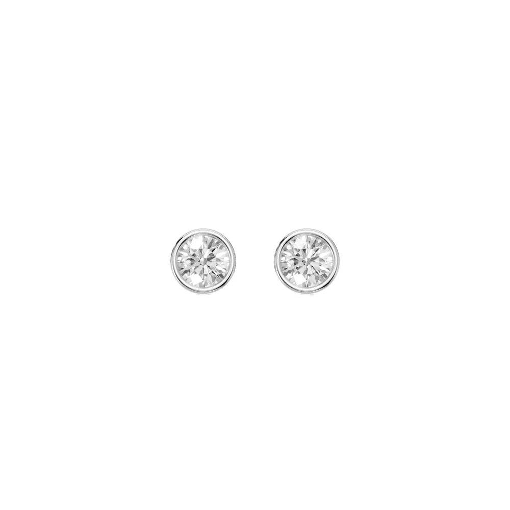 Bezel Stud Earrings with 1/5ct of Laboratory Grown Diamonds in Sterling Silver and Platinum