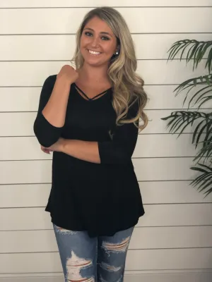 Black 3/4 Sleeve Top