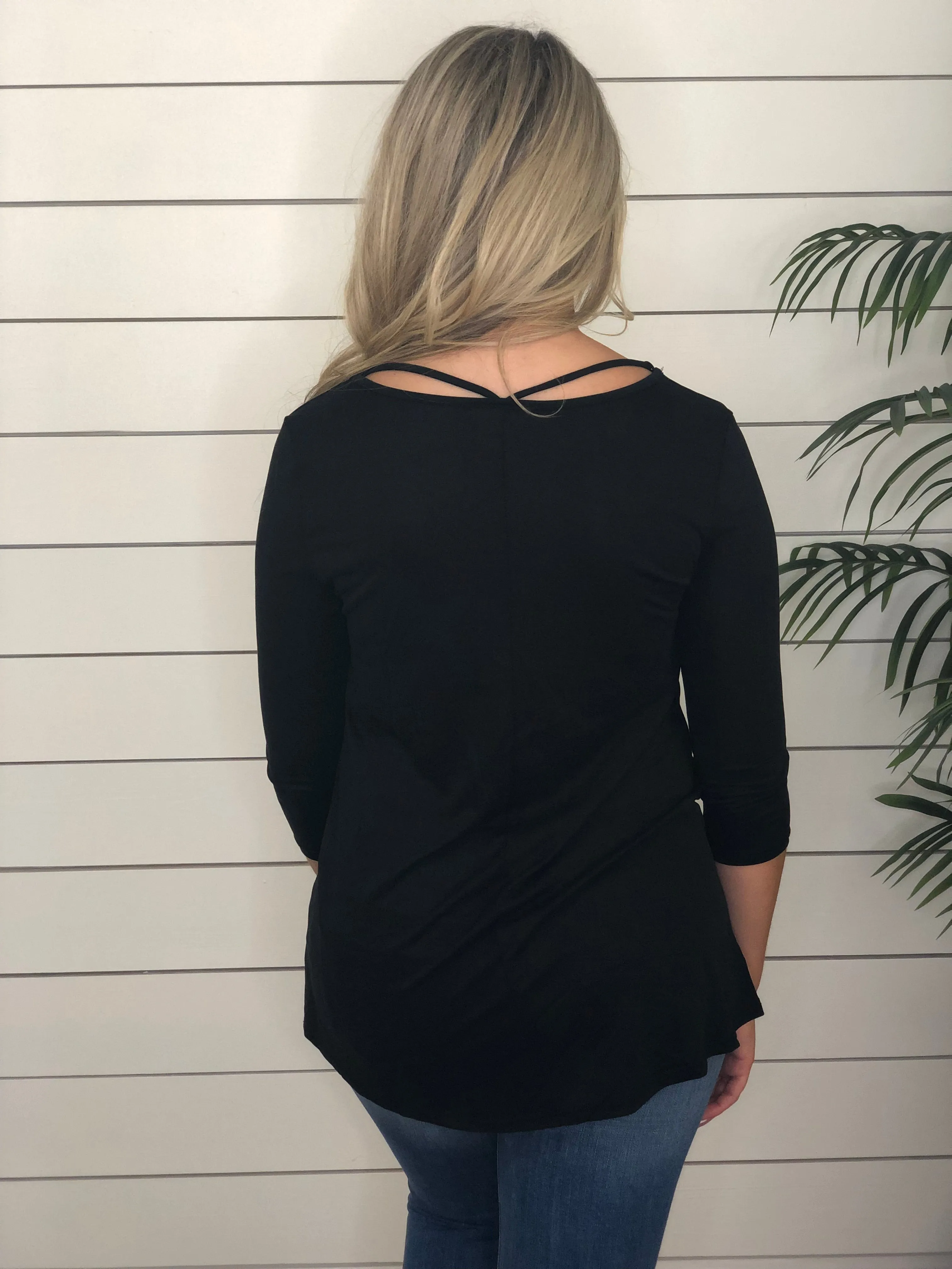 Black 3/4 Sleeve Top