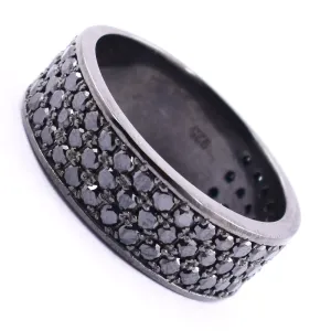 Black Diamond Band Ring In Great Shine, Latest Design. Elegant Pave Setting. AAA Certified Quality