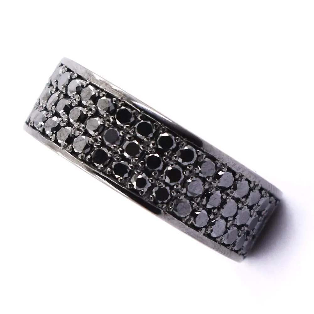 Black Diamond Band Ring In Great Shine, Latest Design. Elegant Pave Setting. AAA Certified Quality