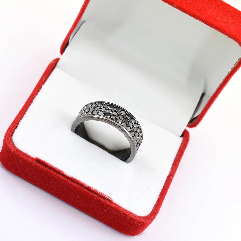 Black Diamond Band Ring In Great Shine, Latest Design. Elegant Pave Setting. AAA Certified Quality