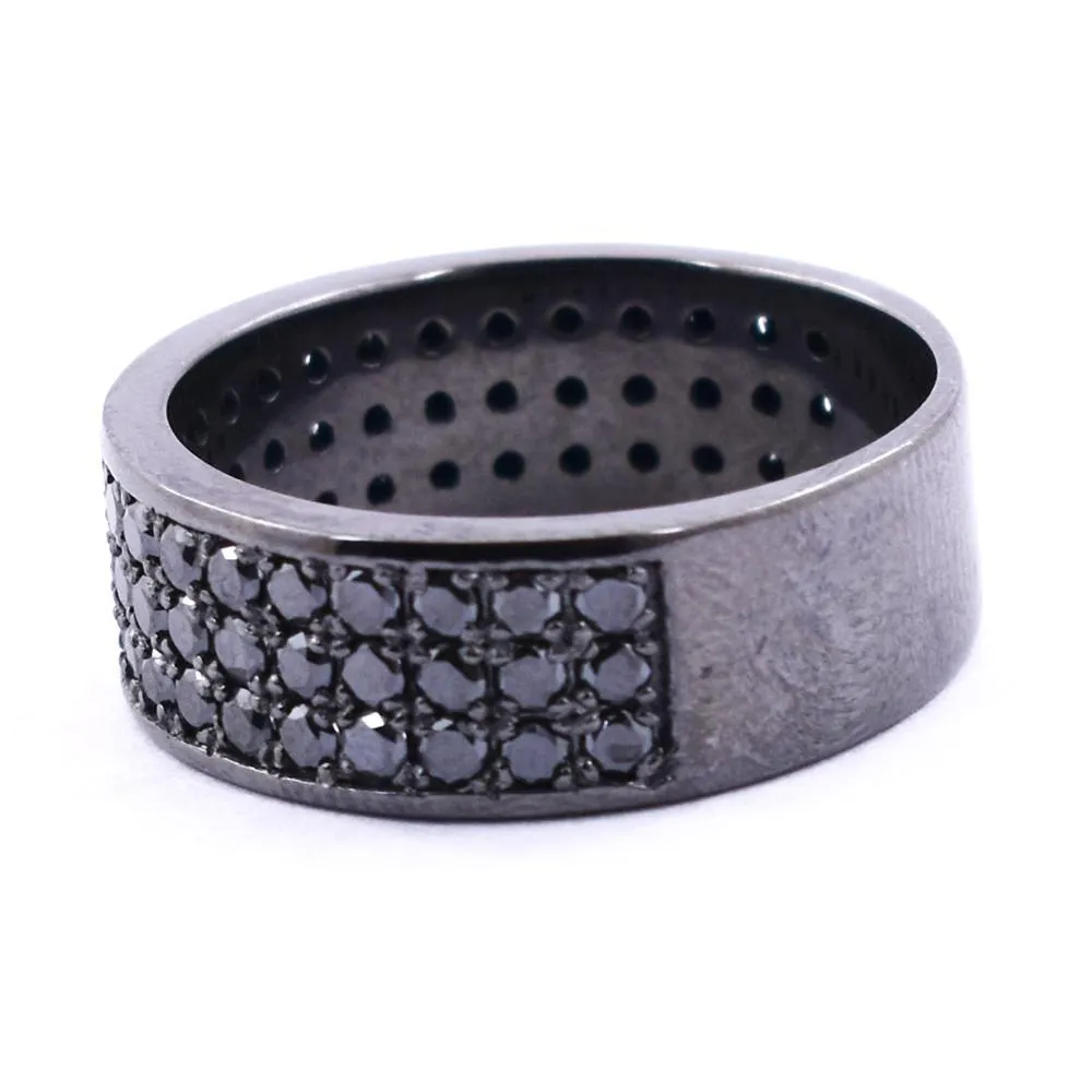 Black Diamond Band Ring In Great Shine, Latest Design. Elegant Pave Setting. AAA Certified Quality