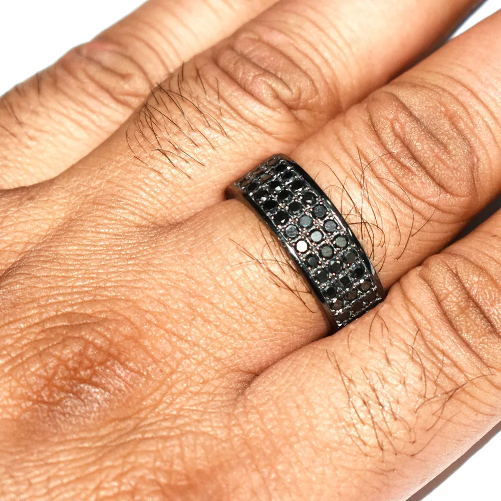 Black Diamond Band Ring In Great Shine, Latest Design. Elegant Pave Setting. AAA Certified Quality