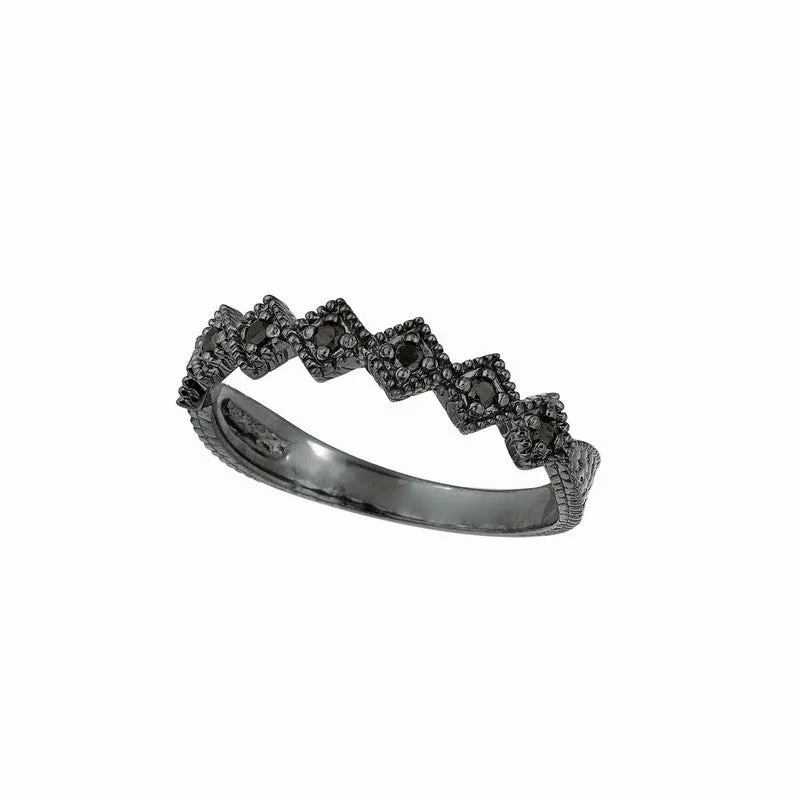 BLACK DIAMOND STACK RING 14K GOLD (0.18 CTW)