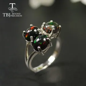 Black Opal Oval Gemstone 925 Sterling Silver Ring