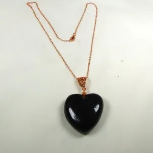 Black Puffy Fair Trade Heart Pendant Necklace
