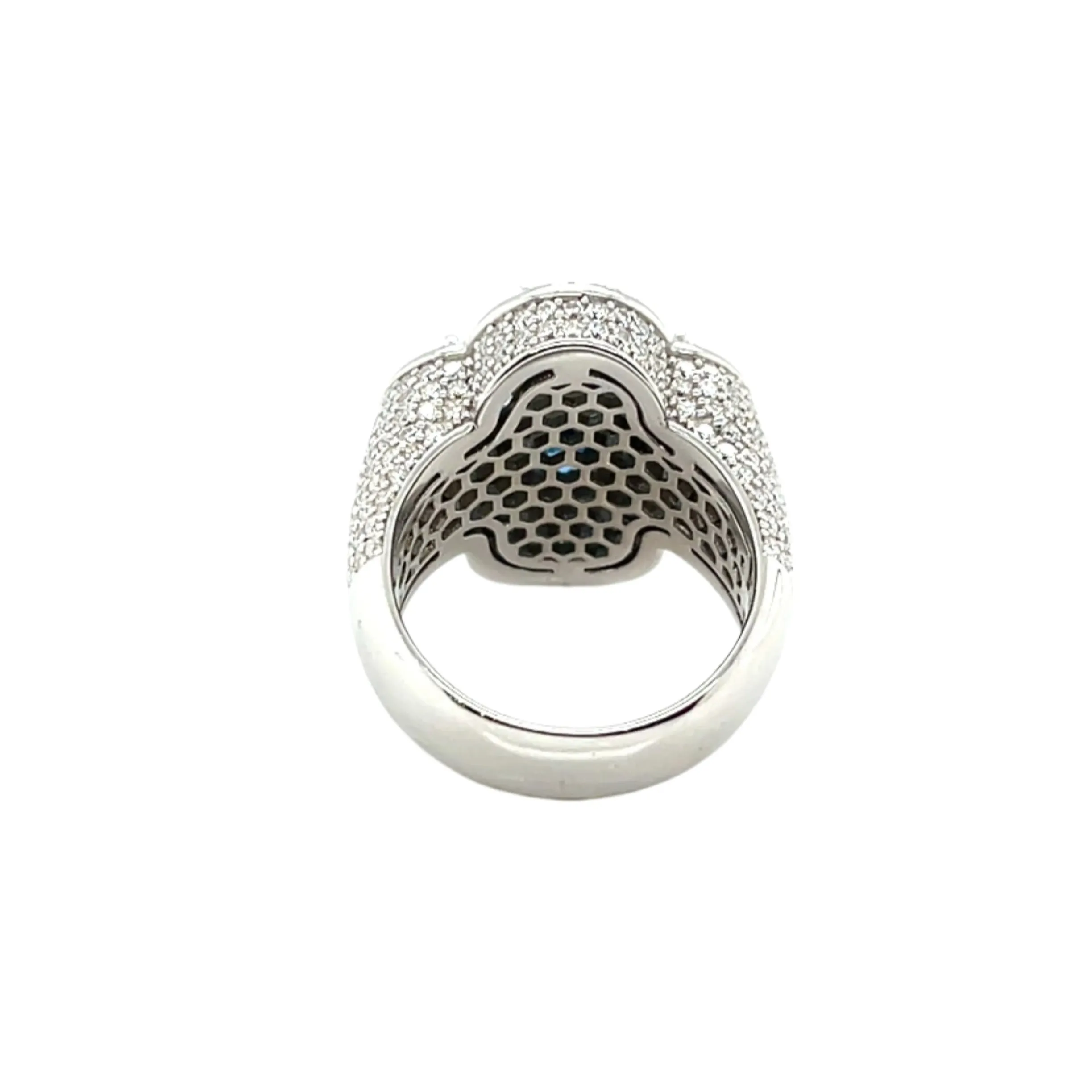 Blue Flower Sterling Silver Ring Lab-Created Moissanite - M1028259