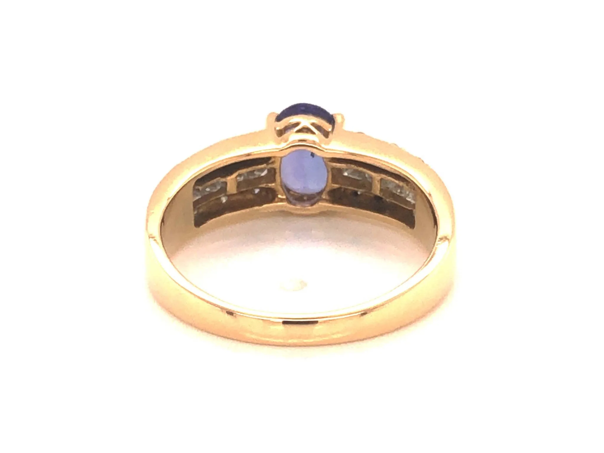 Blue Purple Tanzanite and Diamond Ring-18k Yellow Gold