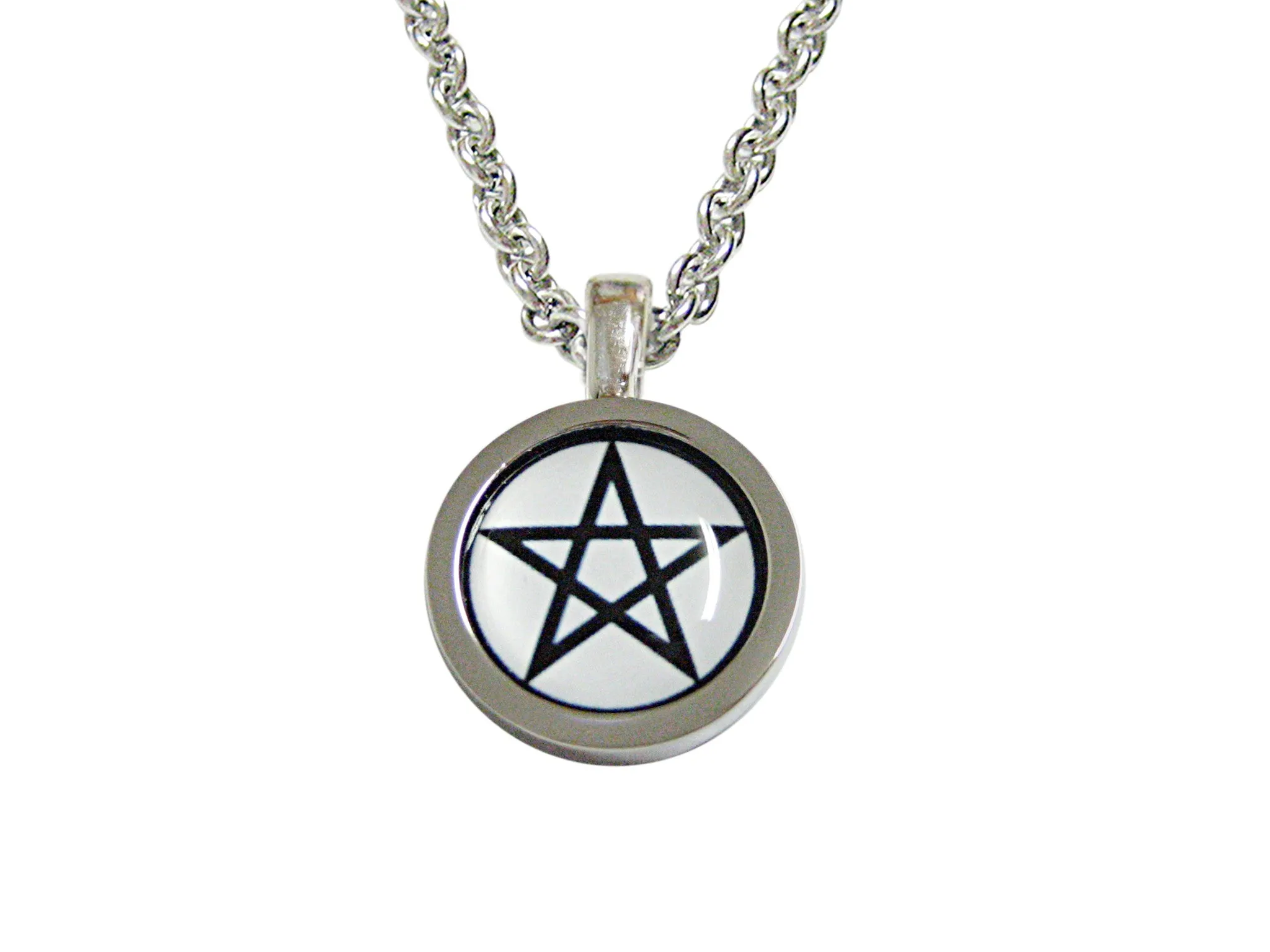 Bordered Pentagram Star Design Pendant Necklace