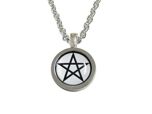 Bordered Pentagram Star Design Pendant Necklace