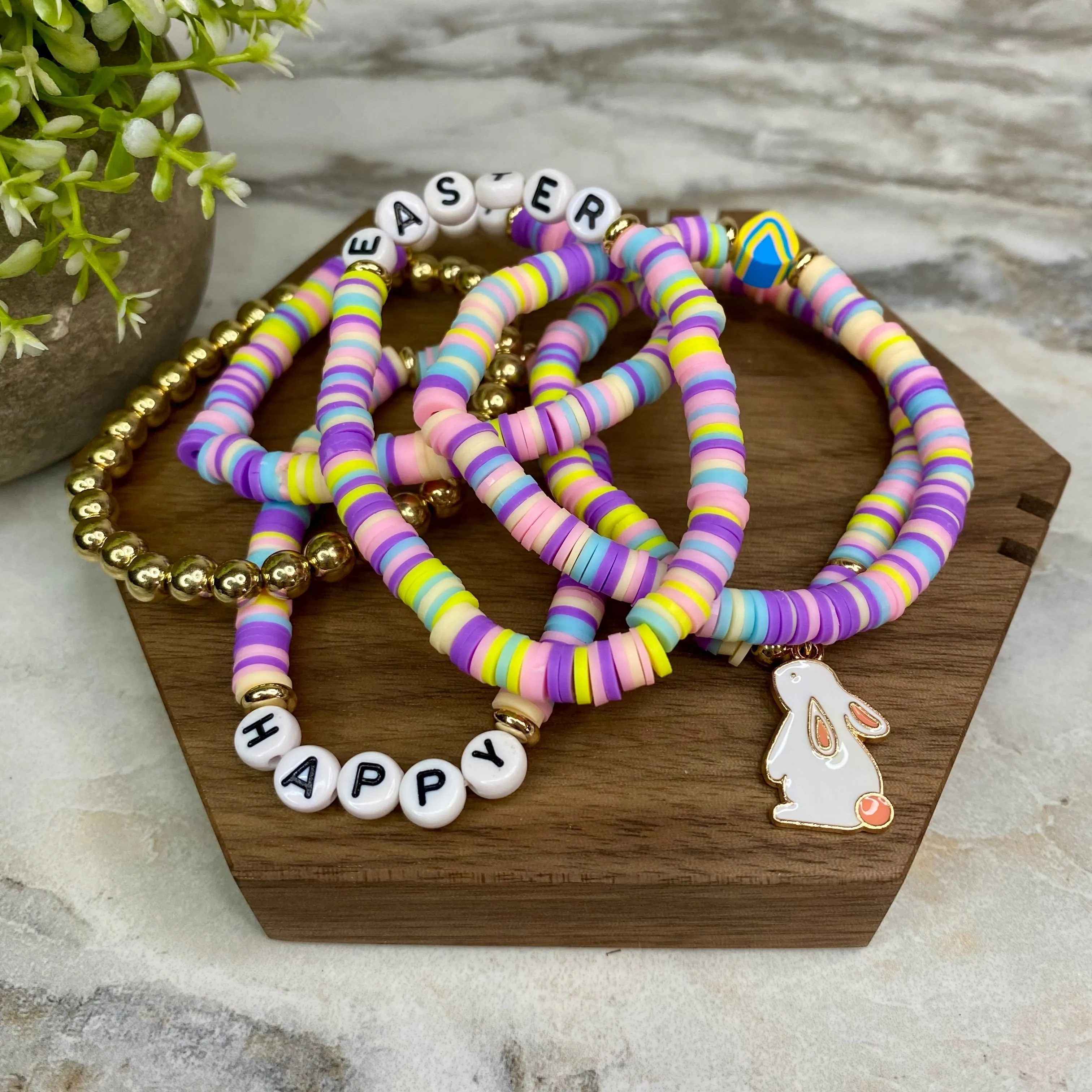 Bracelet - Clay   Bead - Easter Pastel Mix