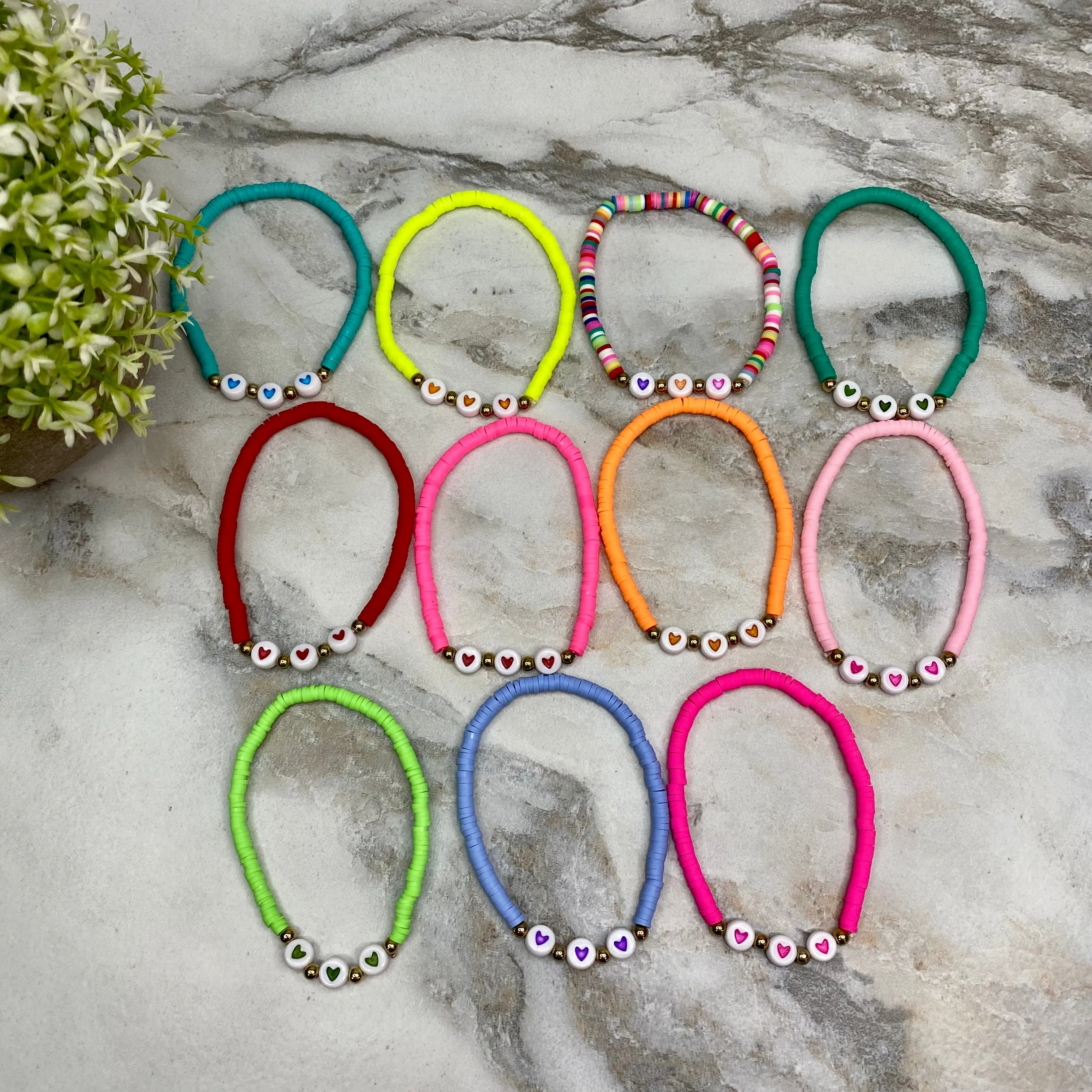 Bracelet - Clay   Bead - Hearts