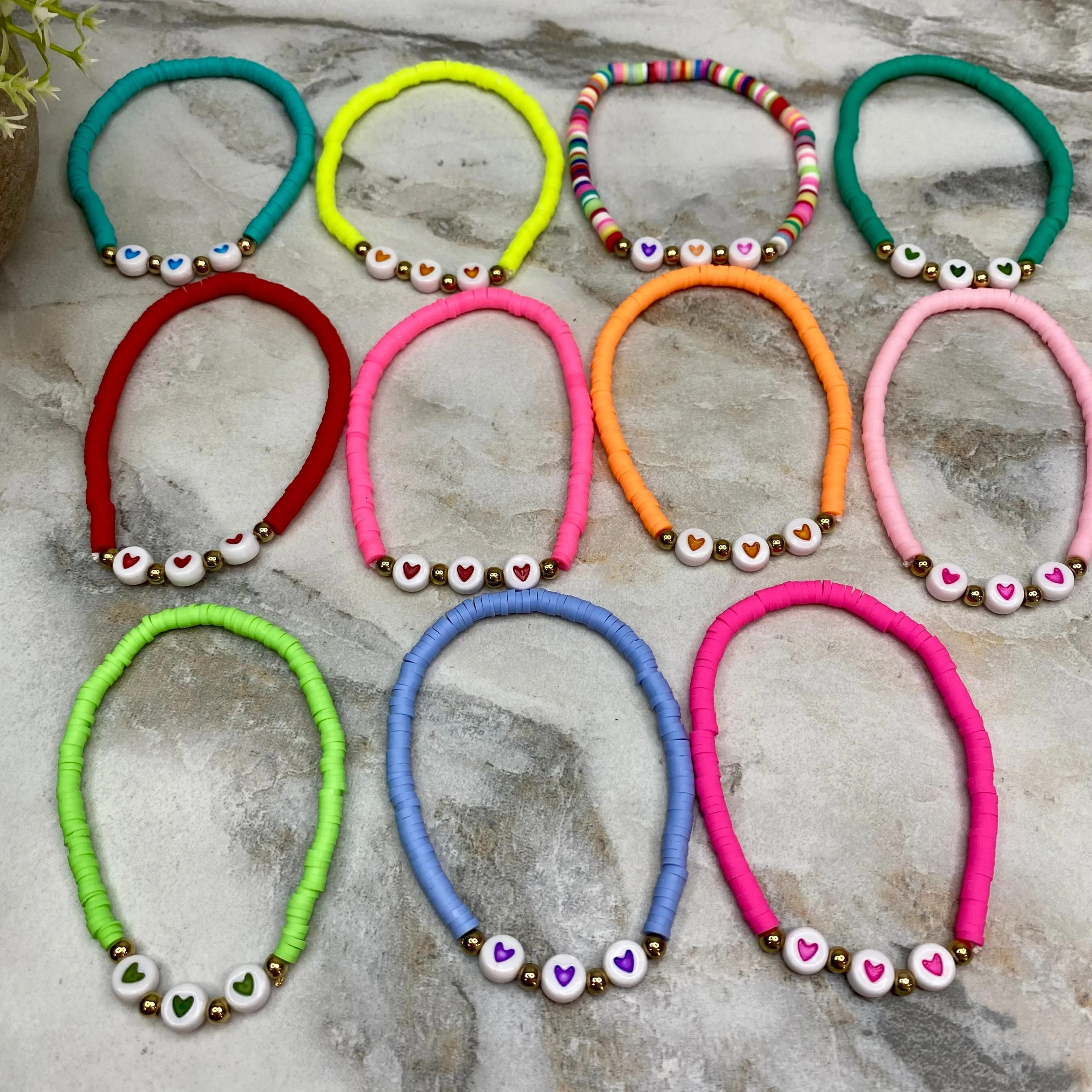 Bracelet - Clay   Bead - Hearts