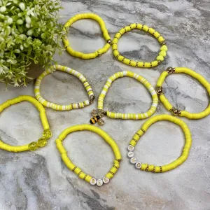 Bracelet - Clay   Bead - Yellow Bee Mix