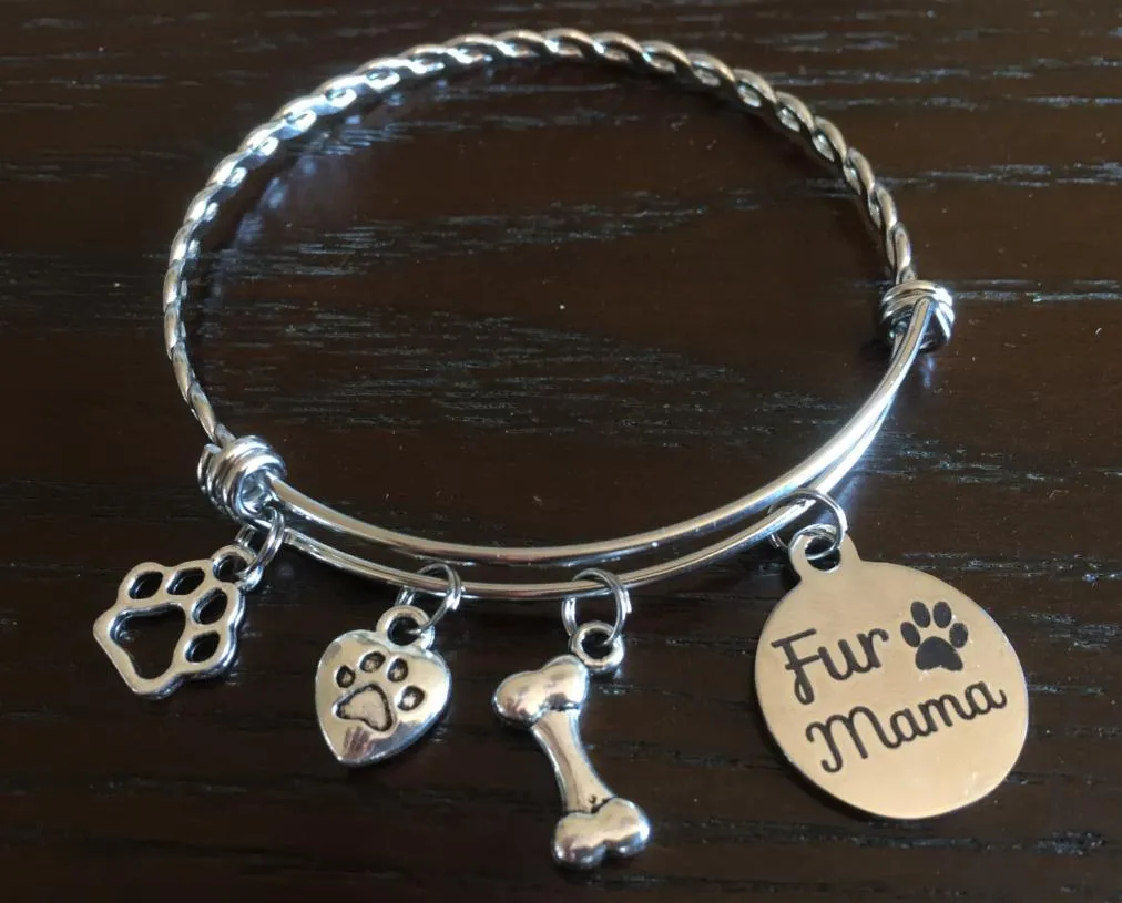Braided Stainless Steel "Fur Mama" Bracelet