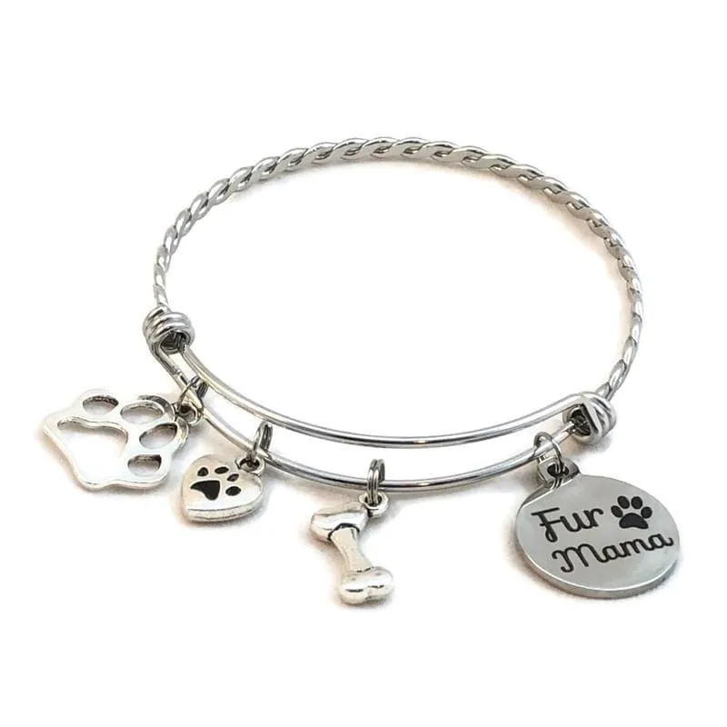 Braided Stainless Steel "Fur Mama" Bracelet
