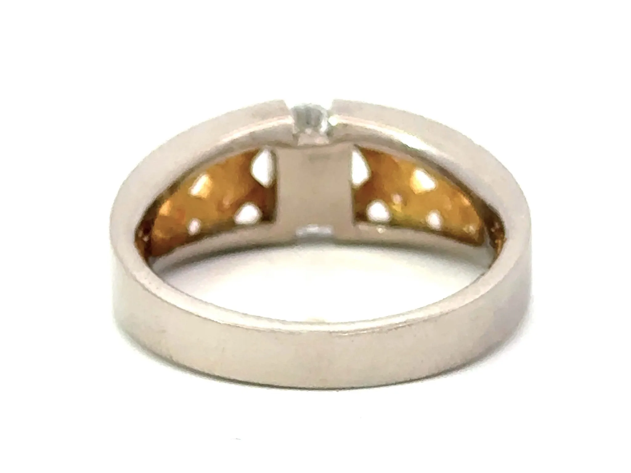 Brilliant Cut Vertical Diamond Row Ring 18K and 24K Yellow and White Gold