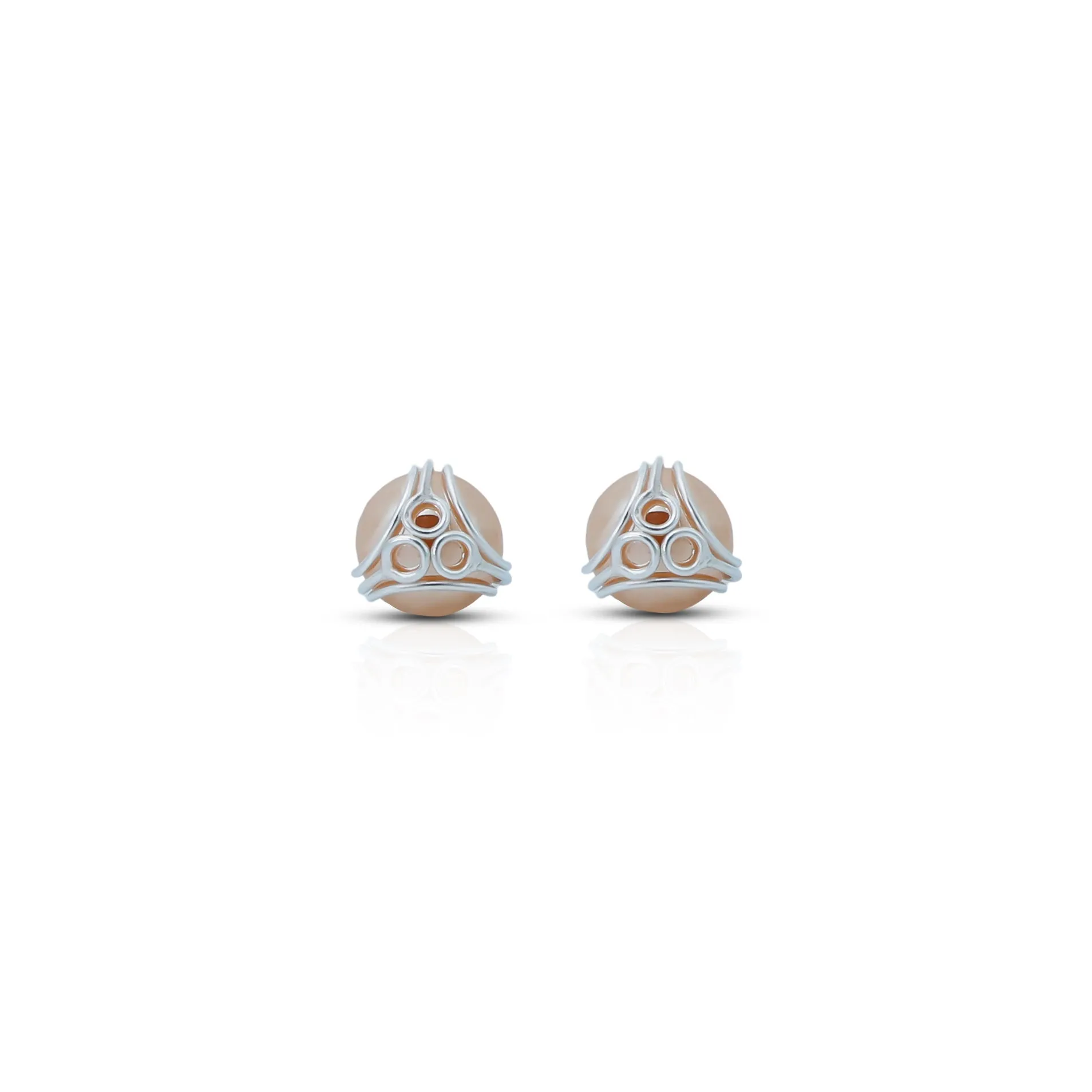 Brown Pearl Silver Stud Earrings