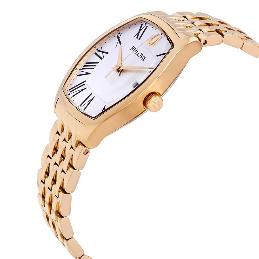 Bulova Ambassador White Dial Yellow Gold-tone Ladies Watch 97M116