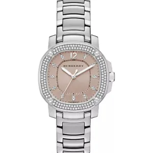 Burberry Britain Silver Stainless Steel Brown Dial Quartz Watch for Ladies - BBY 1803