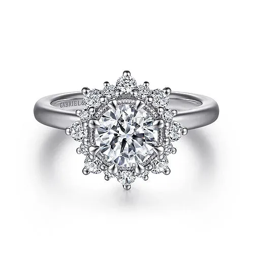 Bursting Halo Round Diamond Engagement Ring Mounting