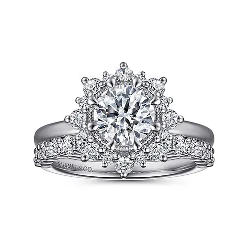 Bursting Halo Round Diamond Engagement Ring Mounting
