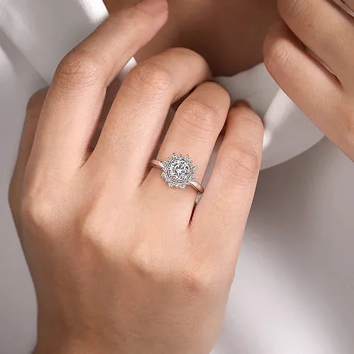 Bursting Halo Round Diamond Engagement Ring Mounting