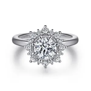 Bursting Halo Round Diamond Engagement Ring Mounting