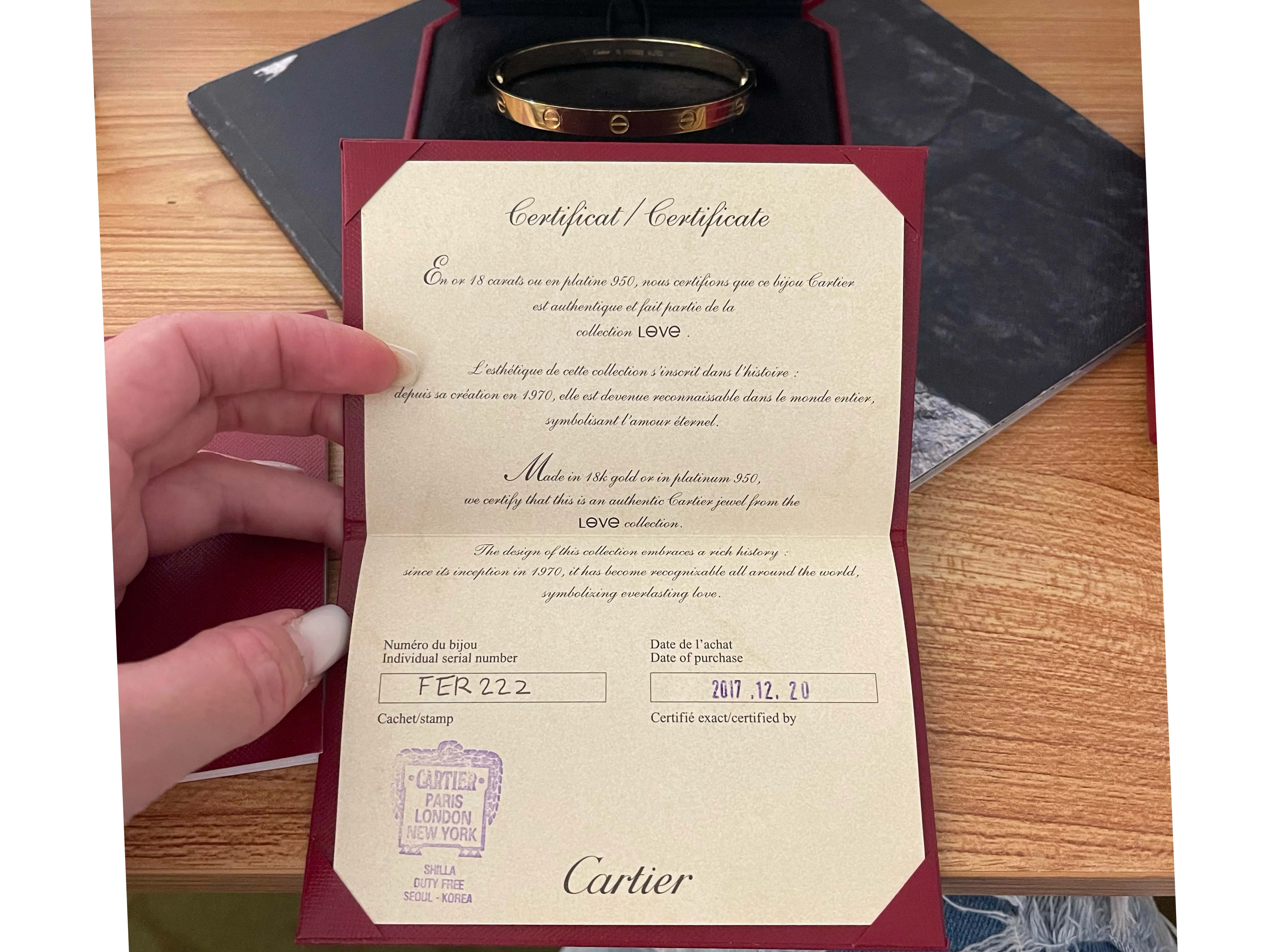 Cartier Love Bracelet 18K Yellow Gold Size 19 With Boxes and Papers