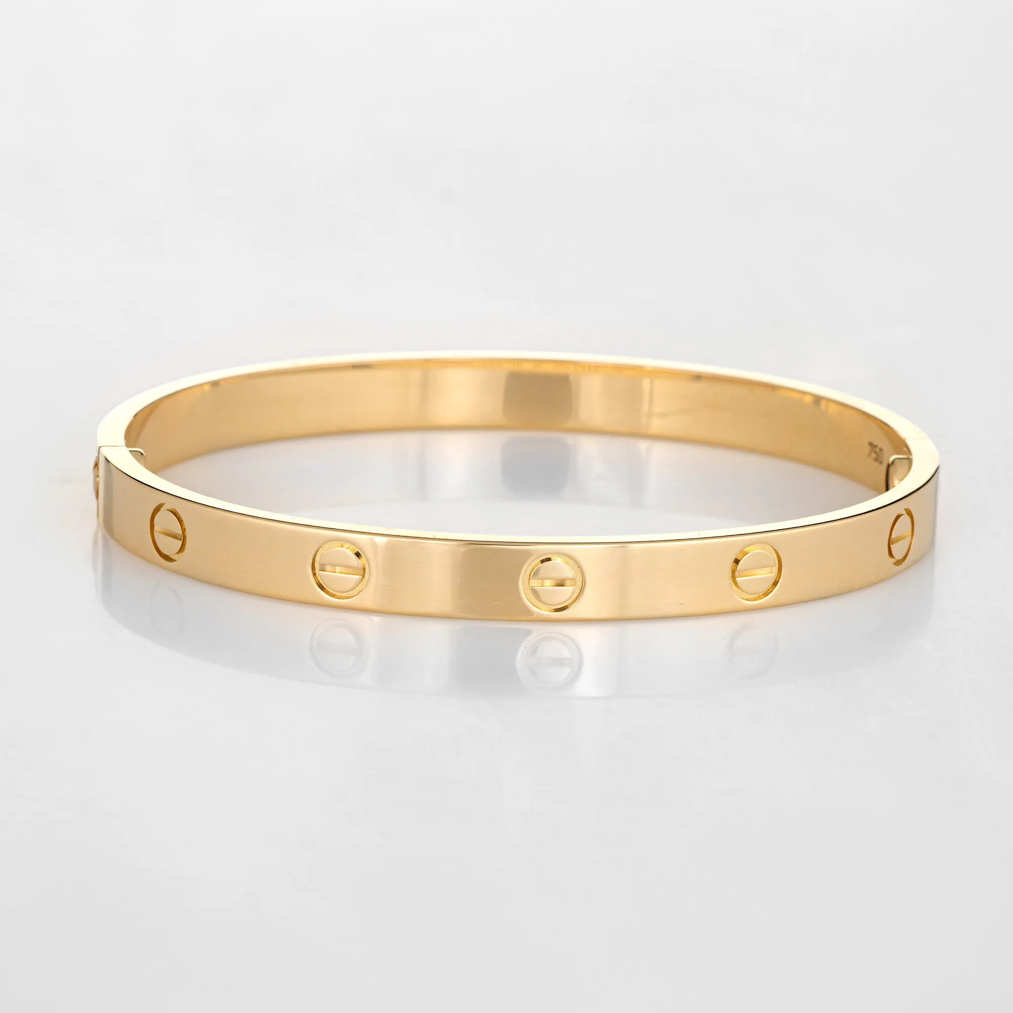 Cartier Love Bracelet Sz 18 18k Yellow Gold Pre Owned Signed New Screw System