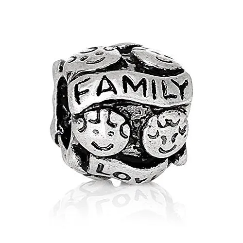Carved Family Love European Bead Compatible for Most European Snake Chain Bracelet