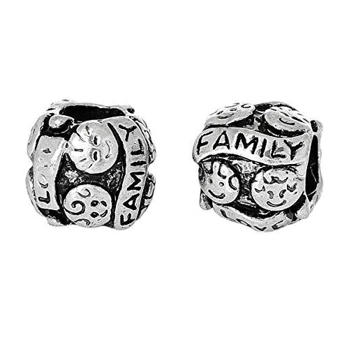 Carved Family Love European Bead Compatible for Most European Snake Chain Bracelet